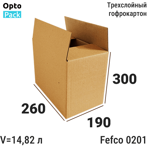Коробка картонная 260х190х300 мм