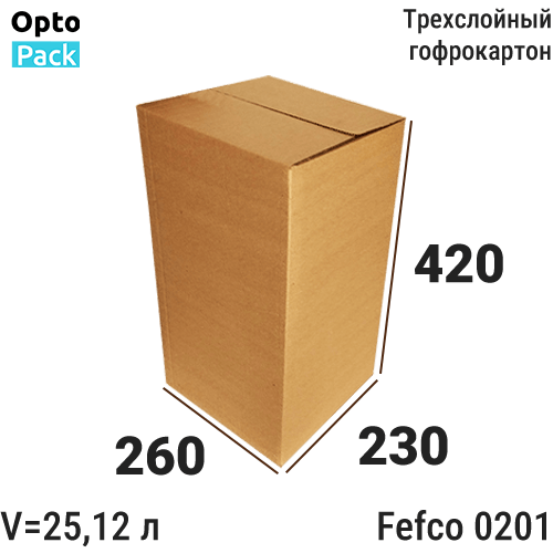 Коробка картонная 260х230х420 мм