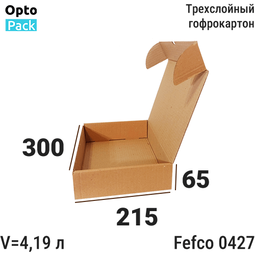 Коробка картонная 300х215х65 мм