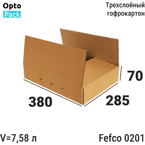 Коробка картонная 380х285х70 мм