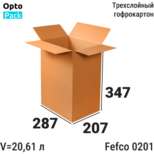 Коробка картонная 287х207х347 мм